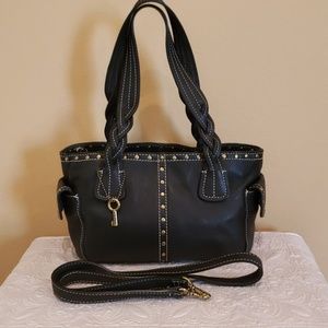 Fossil nwot 3 in 1 Black Leather Stud Trim Bag